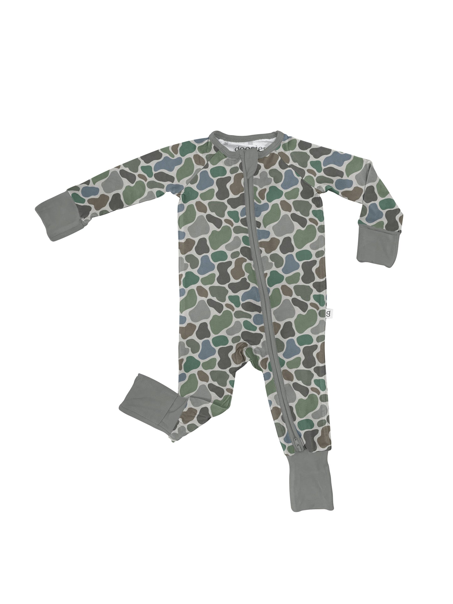 Pebble Camo - Zip Convertible PJs: 3-6M