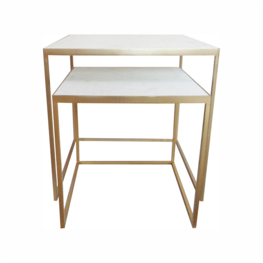 IRON MARBLE TABLES - SET OF 2