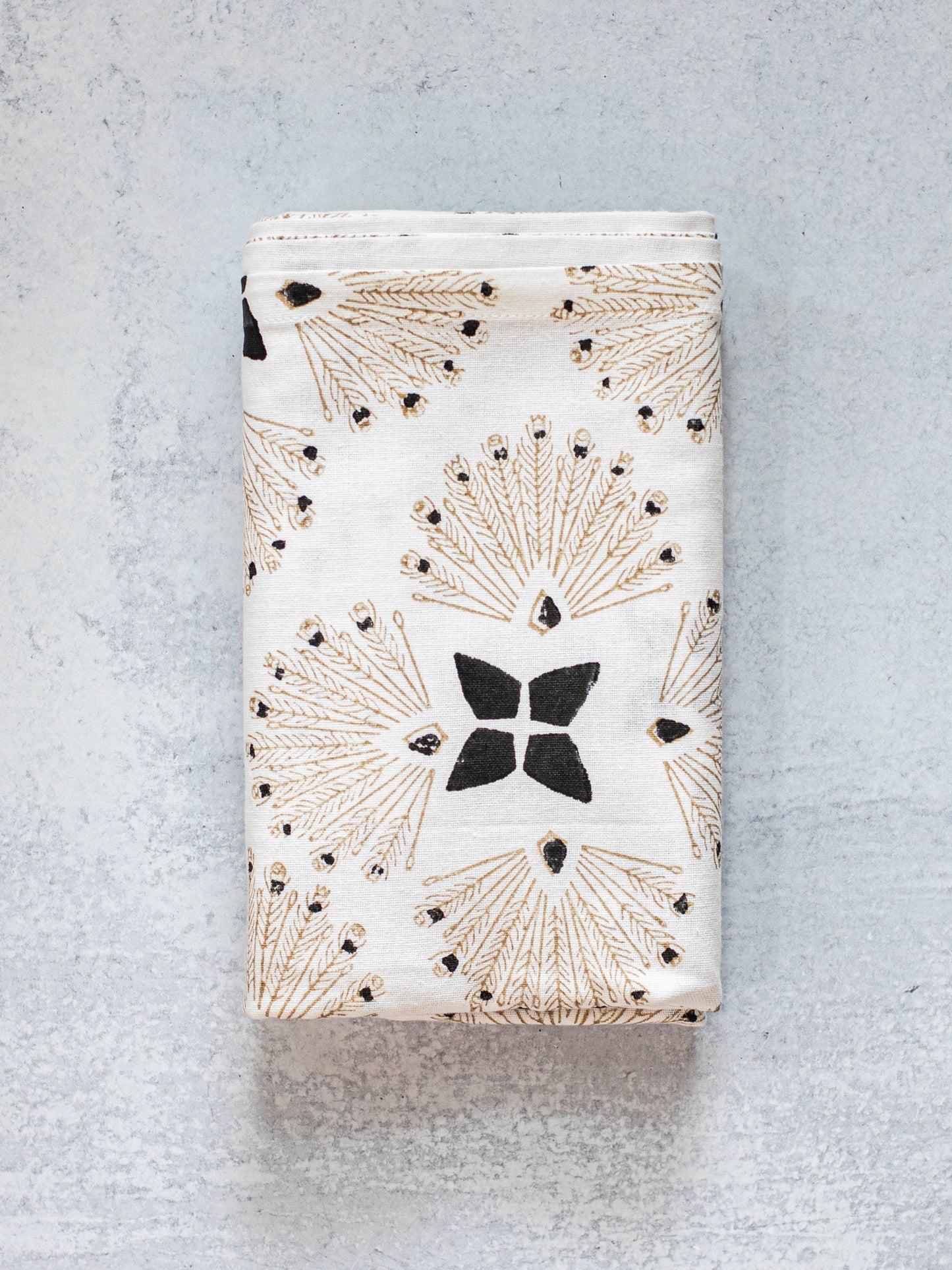 Table Throw (Ivory) - Peacock Paradise , Chai & Black