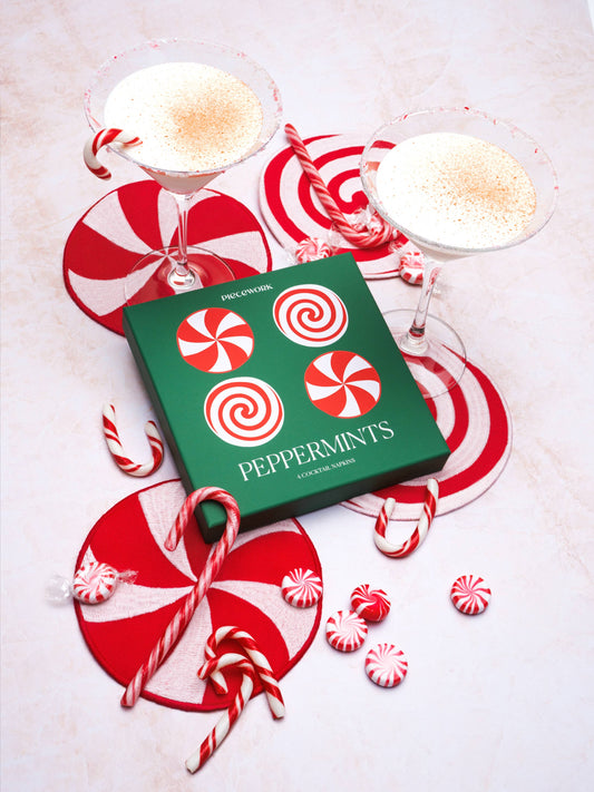 Peppermint Cocktail Napkins - Set of 4