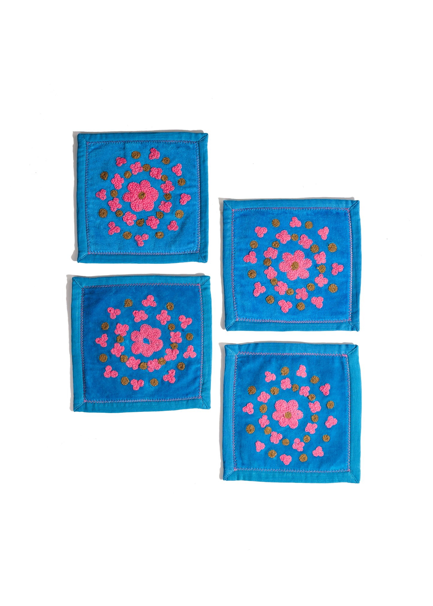Floral Bloom Embroidered Cocktail Napkins