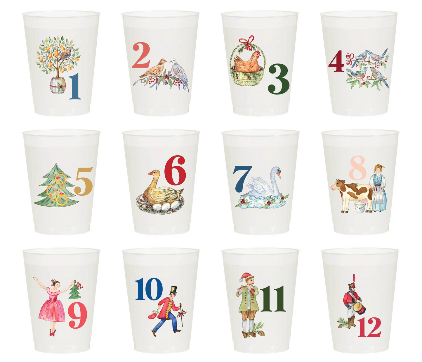 12 Days of Christmas Frosted Cups