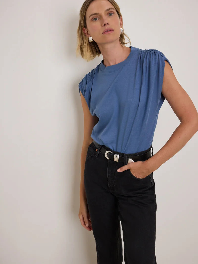 Frankie Muscle Tee- Bella Blue