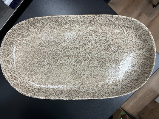 Large Fish  Platter Crackle Pattern Mocha
