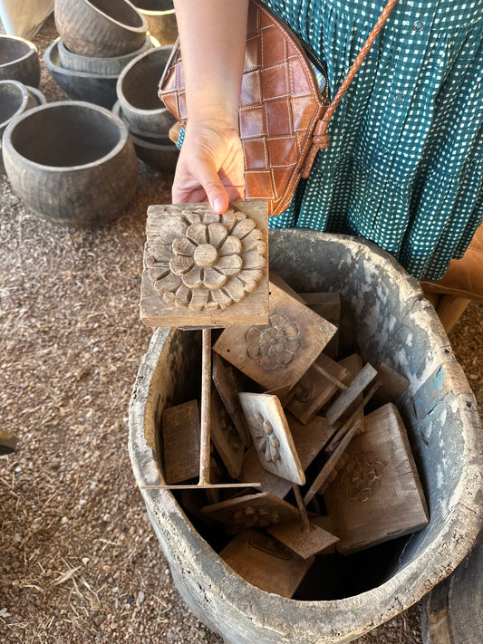 Flower Carving on a Stand  Large