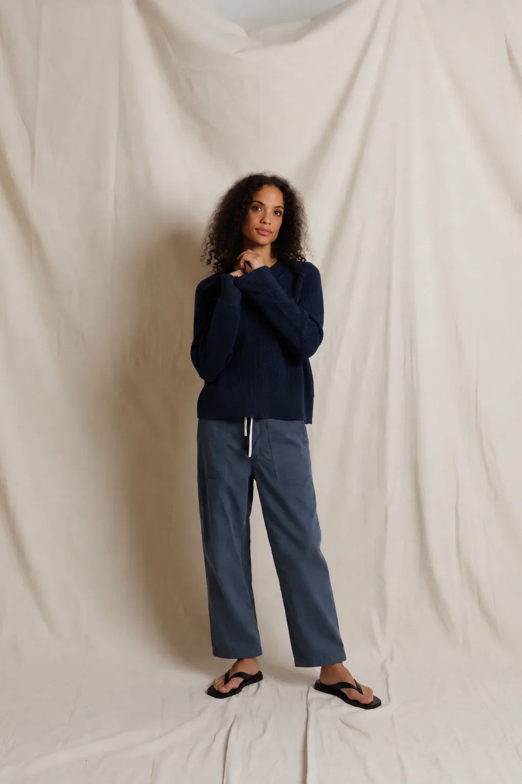 Virginia Sateen Slub Utility Pant- Turbulence