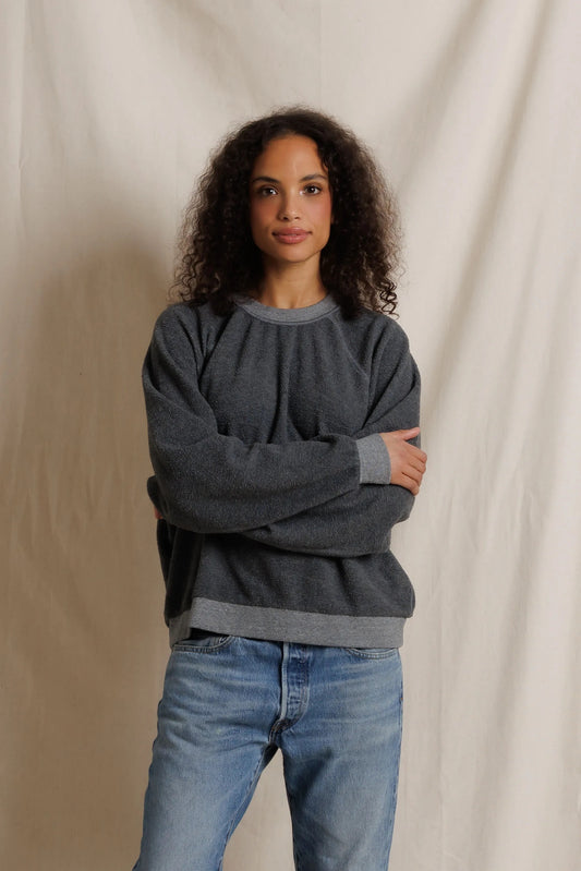 Oversized Ziggy Crewneck Sweater- Dark Heather Grey