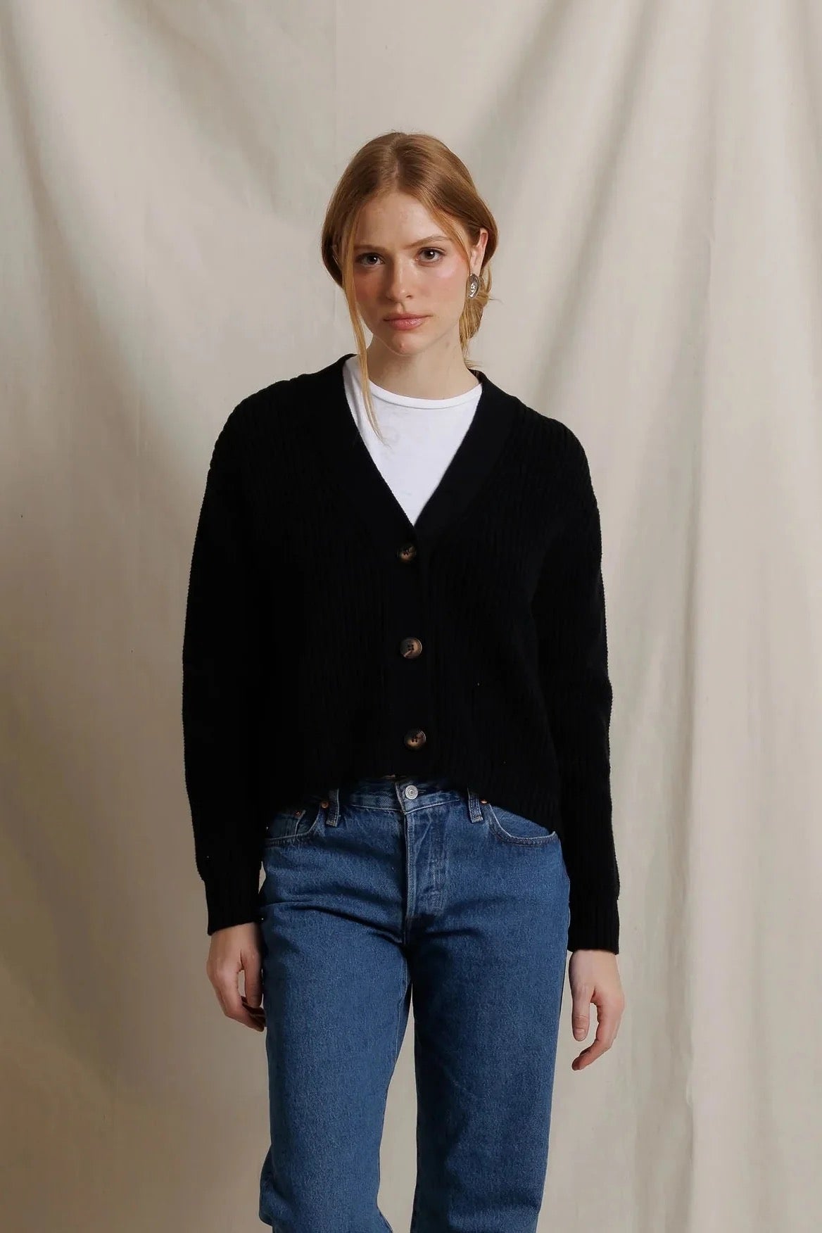 Greta Pointelle Sweater- Black