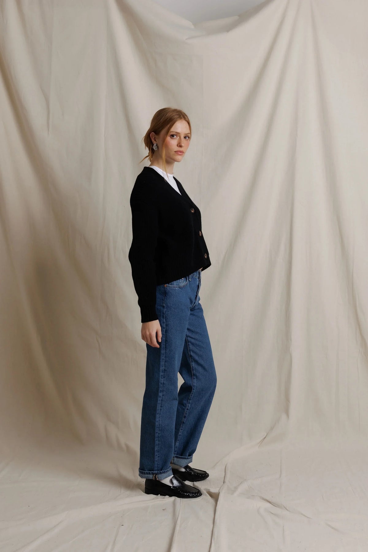Greta Pointelle Sweater- Black