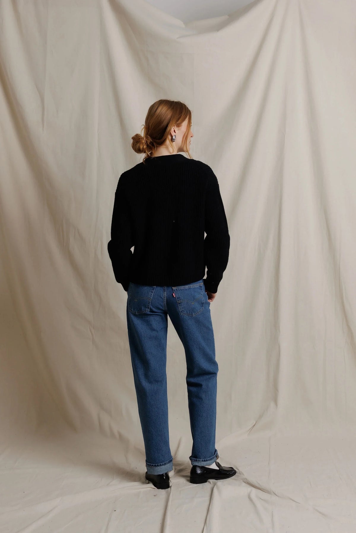 Greta Pointelle Sweater- Black