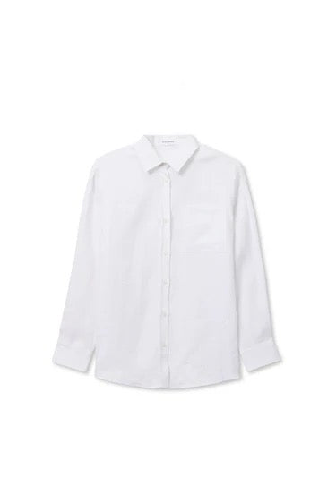 Lorelai Linen Oversized Button Down Shirt-White
