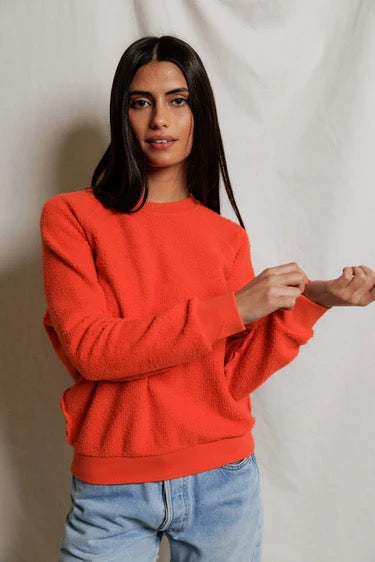Ziggy Reverse Fleece Shrunken Crew-Clementine
