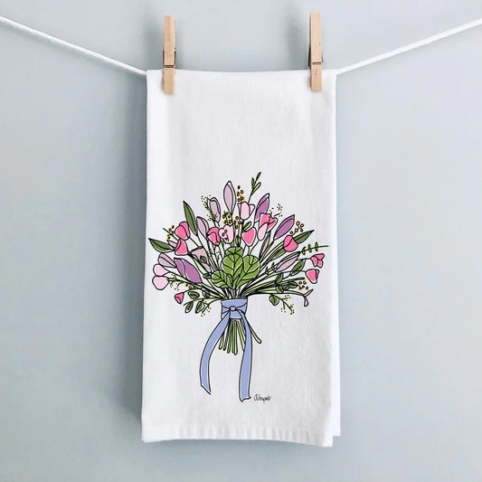 Tulip and Lily Flour Sack Tea Towel
