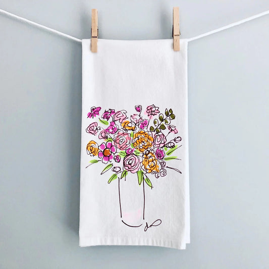 Summer Sorbet Flowers Flour Sack Tea Towel
