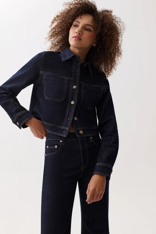 Leonie Cropped Denim Jacket- Nightfall
