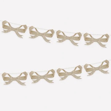 8 ft Glitter Gold Bow Garland