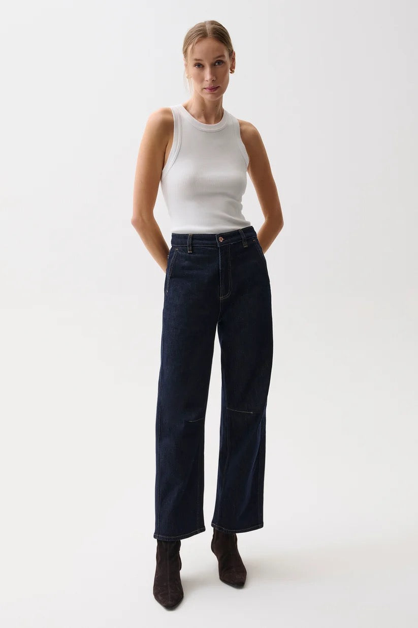 Beau Seamed Crescent Raw Jean- Nightfall