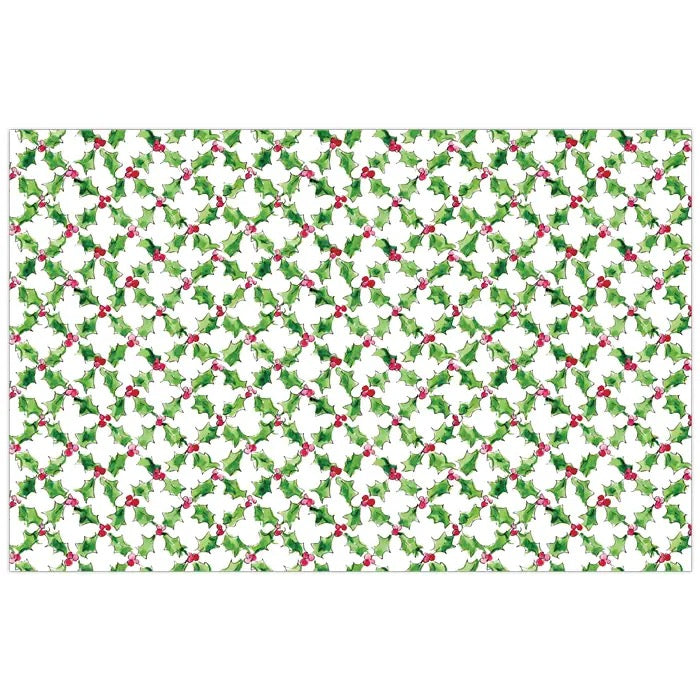 Placemat- Handpainted Holly and Berry Gingham Patte