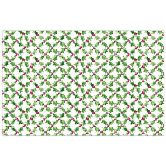 Placemat- Handpainted Holly and Berry Gingham Patte