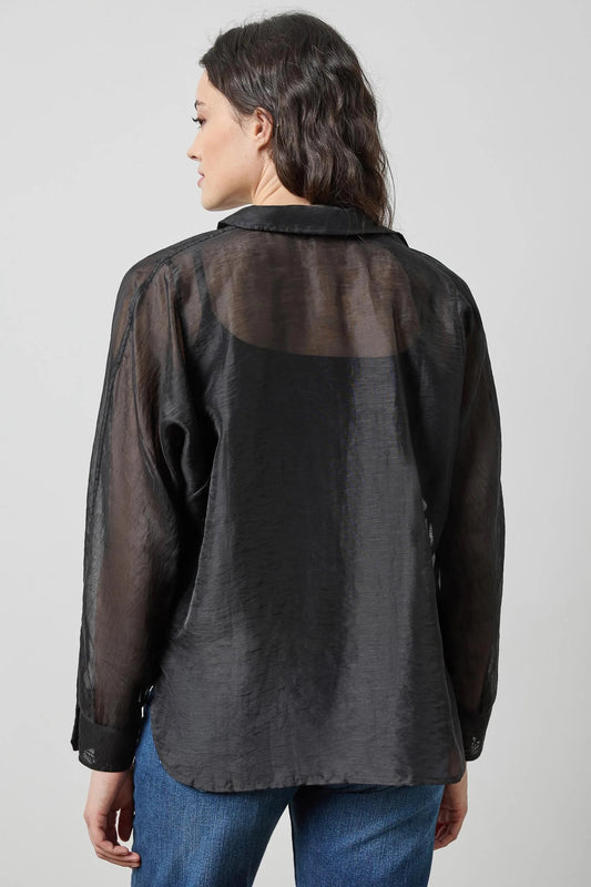 Sheer Black Dolman Button Down