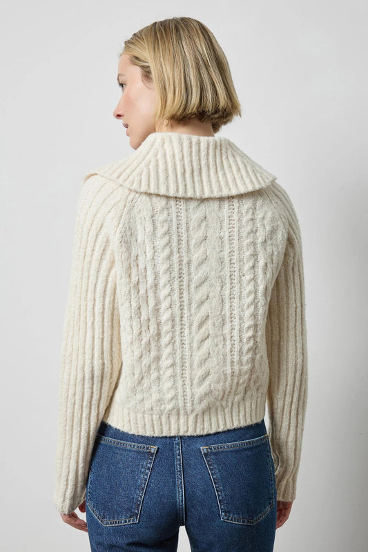 Lofty Collared Cardigan- Ivory