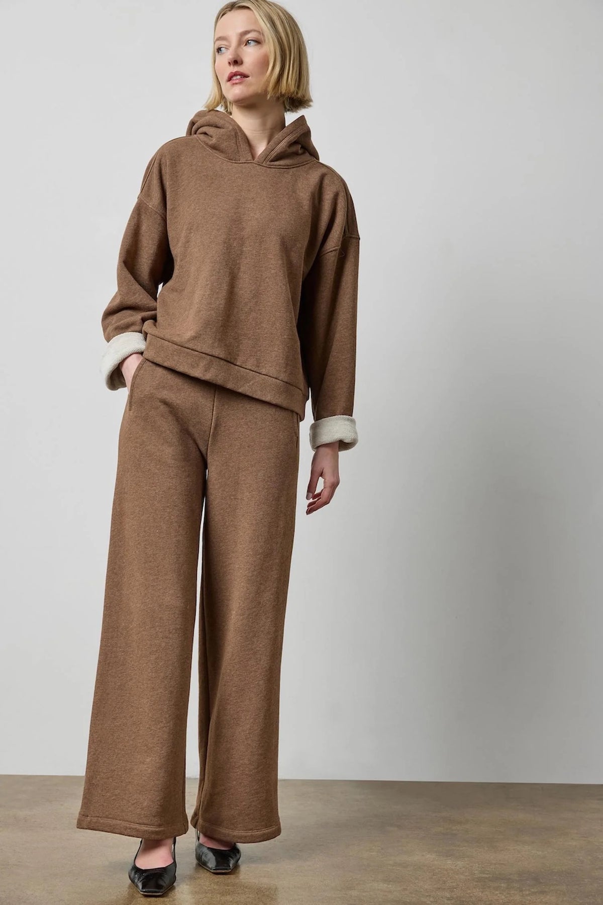 Side Panel Terry Pant- Cocoa Heather