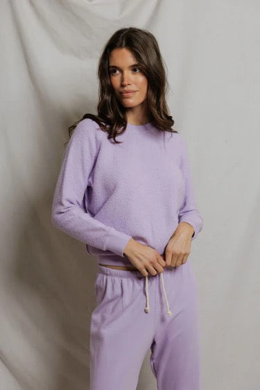 Ziggy Reverse Fleece Shrunken Crew- Ultraviolet