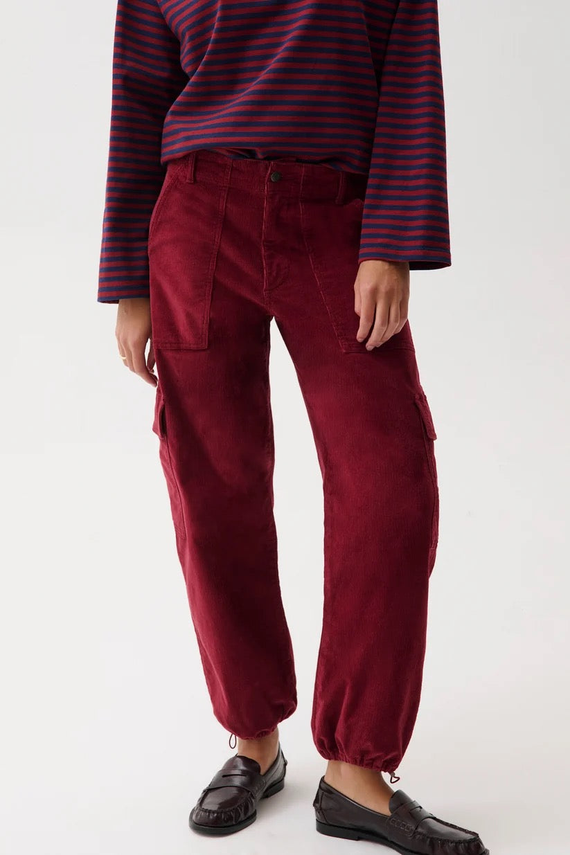 Honor Utility Cord Cargo Pant- Deep Crimson