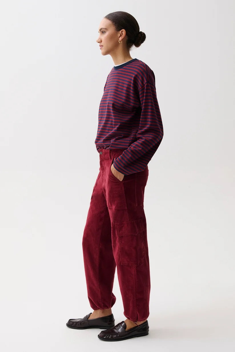 Honor Utility Cord Cargo Pant- Deep Crimson