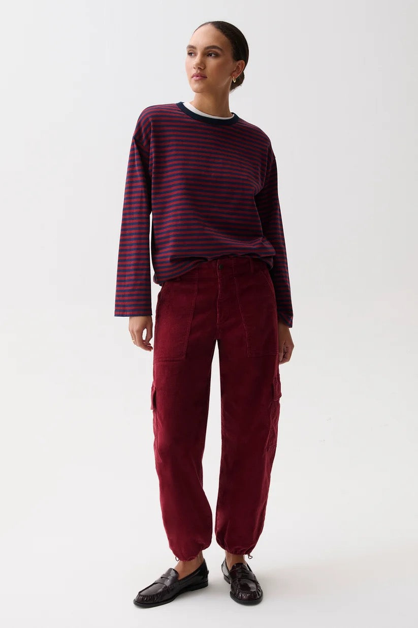 Honor Utility Cord Cargo Pant- Deep Crimson
