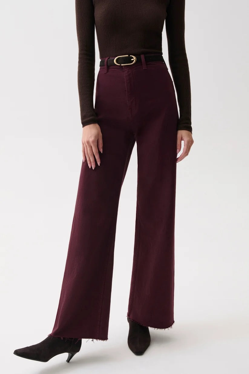 Penny High Rise Wide Leg- Claret