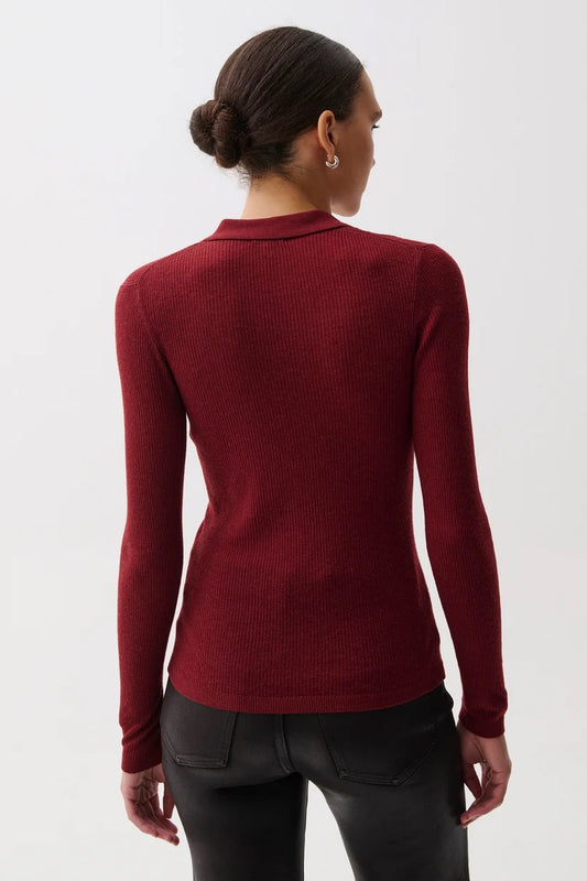 Korey Merino Blend Featherweight Rib Cardigan- Barolo