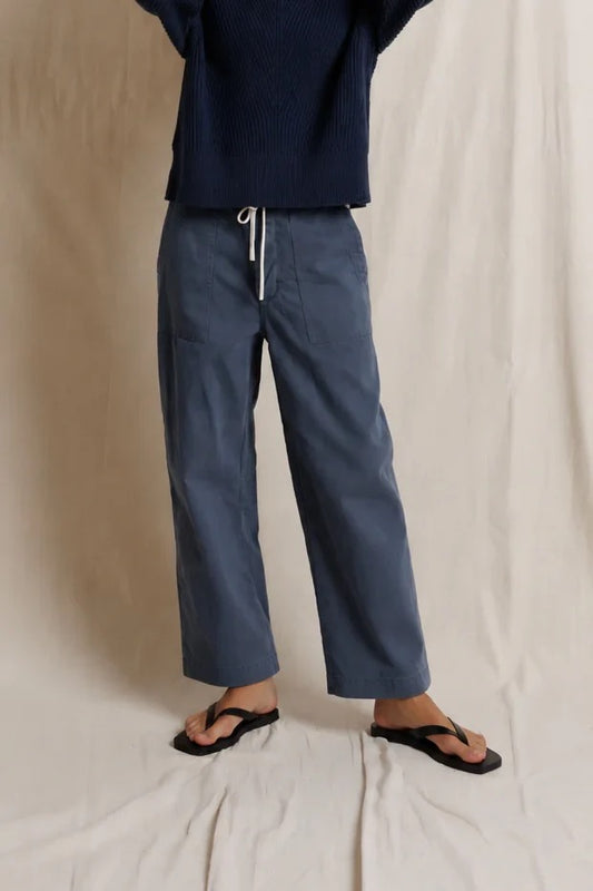 Virginia Sateen Slub Utility Pant- Turbulence