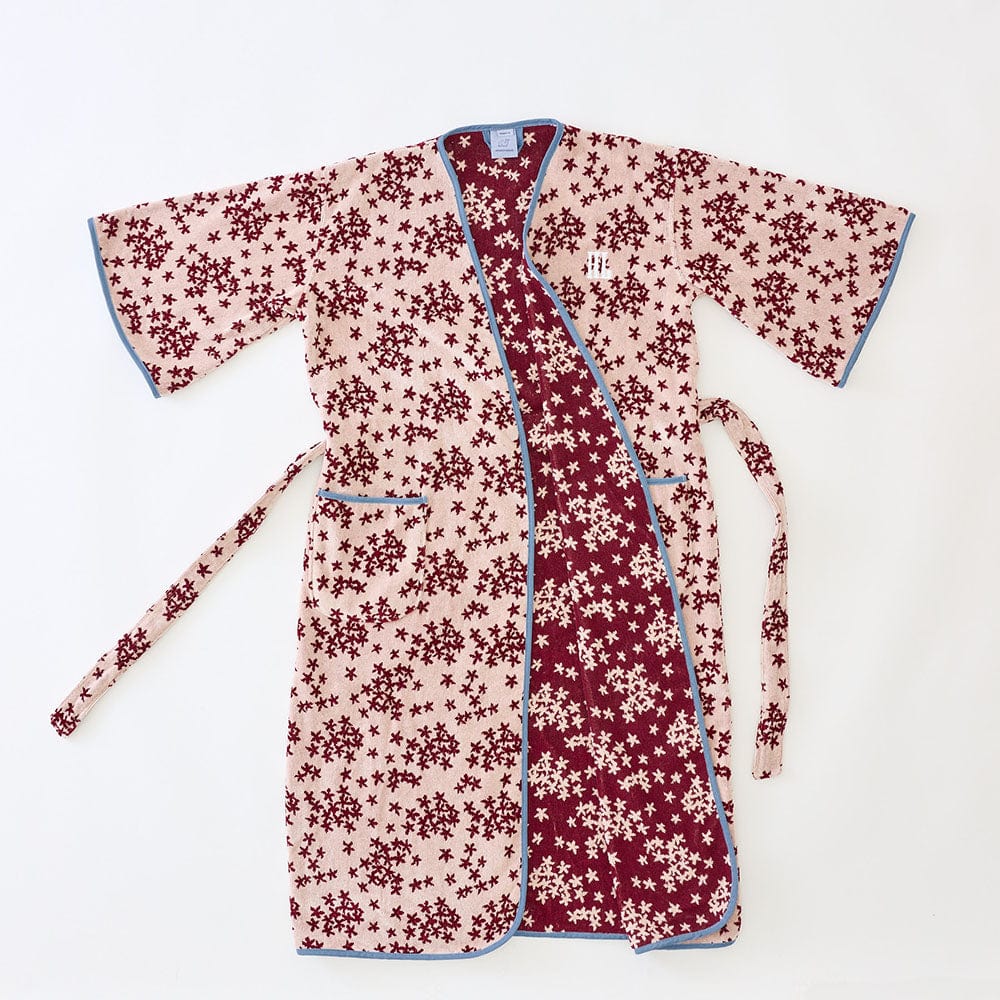 Women's Long Bell Plush Robe  - Raspberry Petal