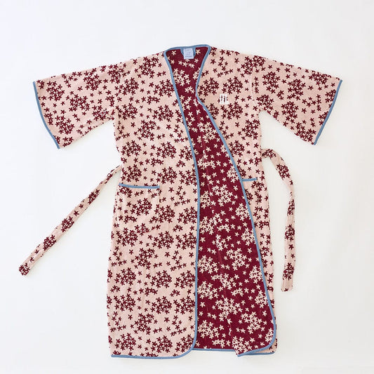 Women's Long Bell Plush Robe  - Raspberry Petal