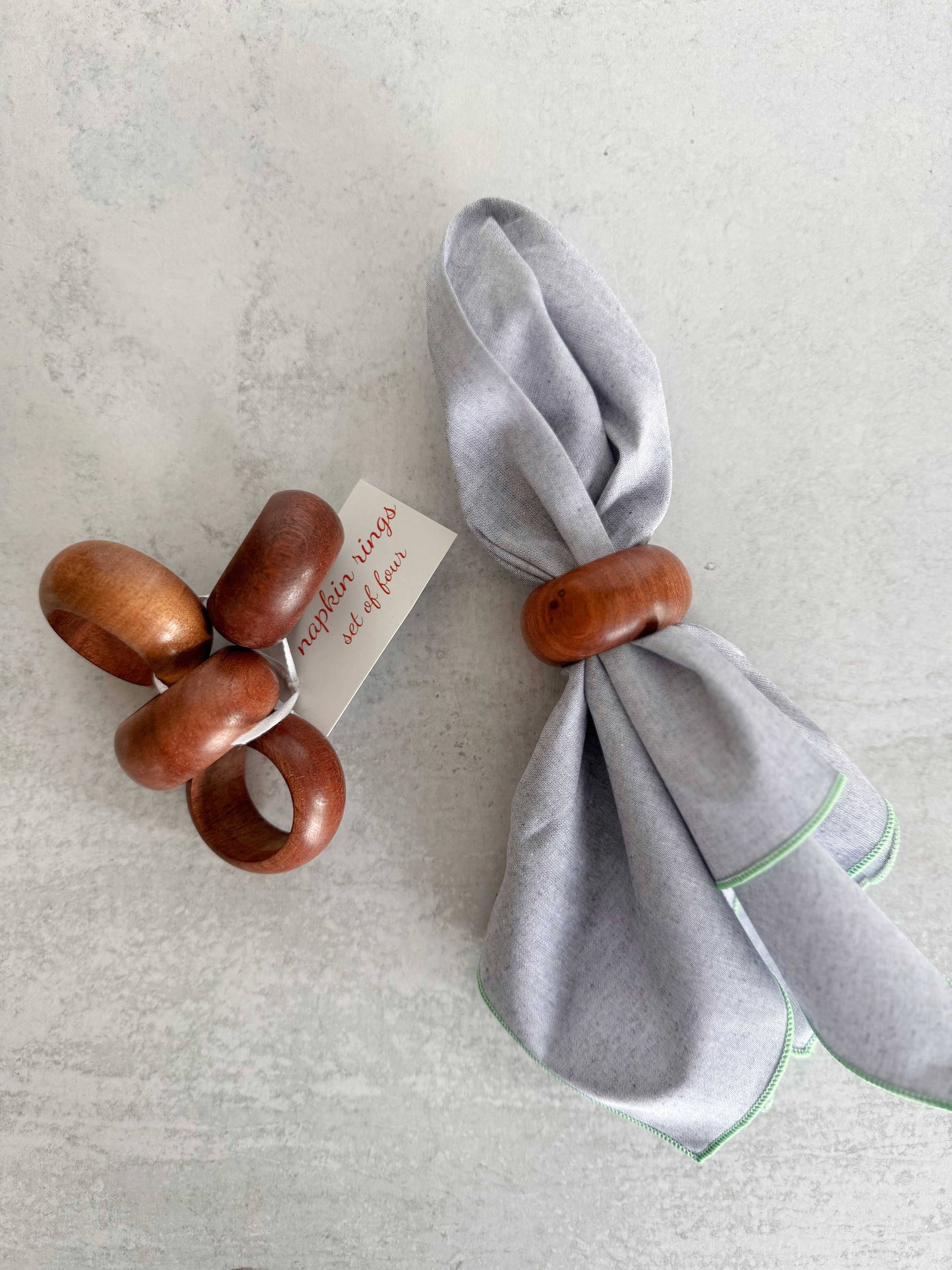 Round Wooden Napkin Rings S/4
