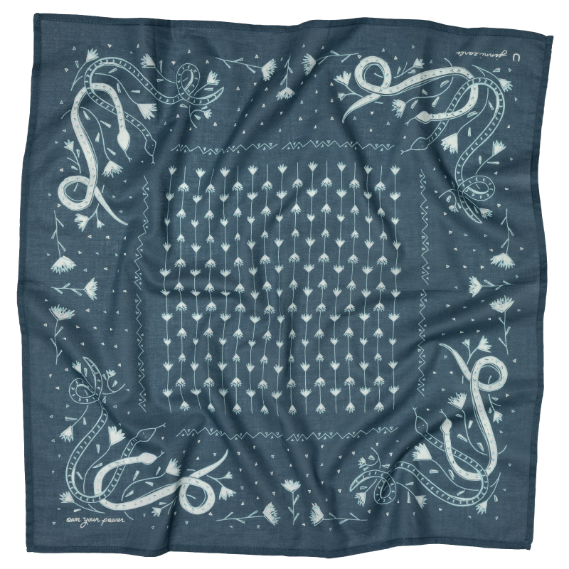 "own your power" cotton voile bandana - midnight