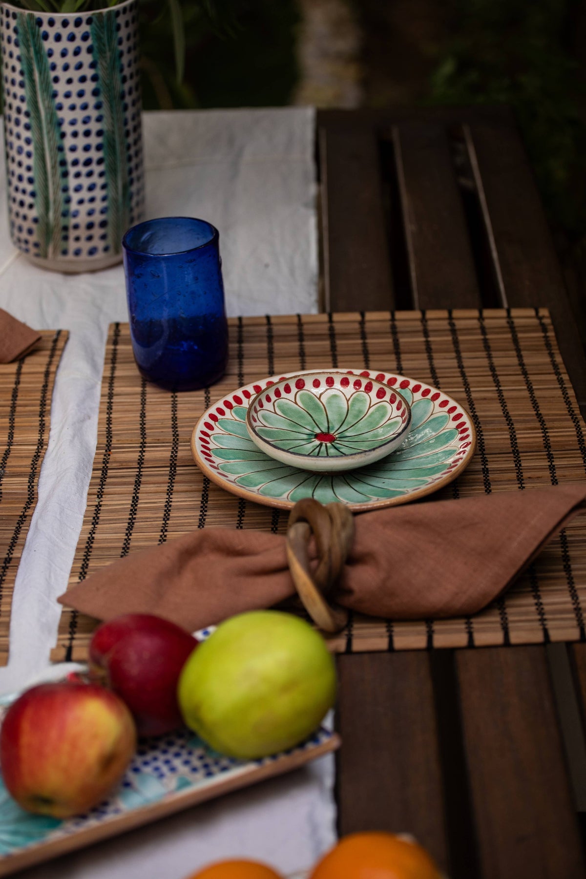 Red Daisy Ceramic Plate: Small