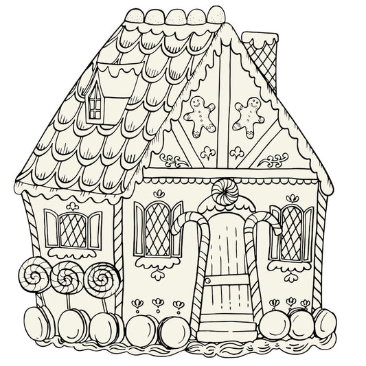 Die-cut Gingerbread House Coloring Placemat- 12 Sheets