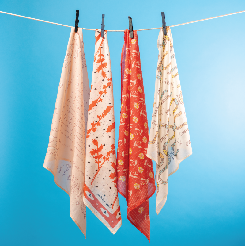 "giddy up" cotton voile bandana - cream