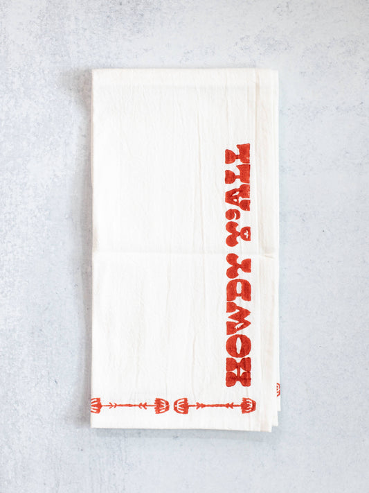 Tea Towel - Howdy, Terracotta