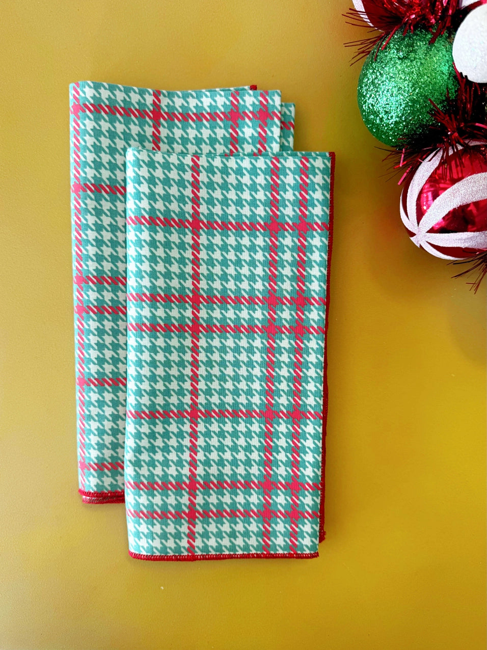 Christmas Houndstooth Cloth Napkins set/4