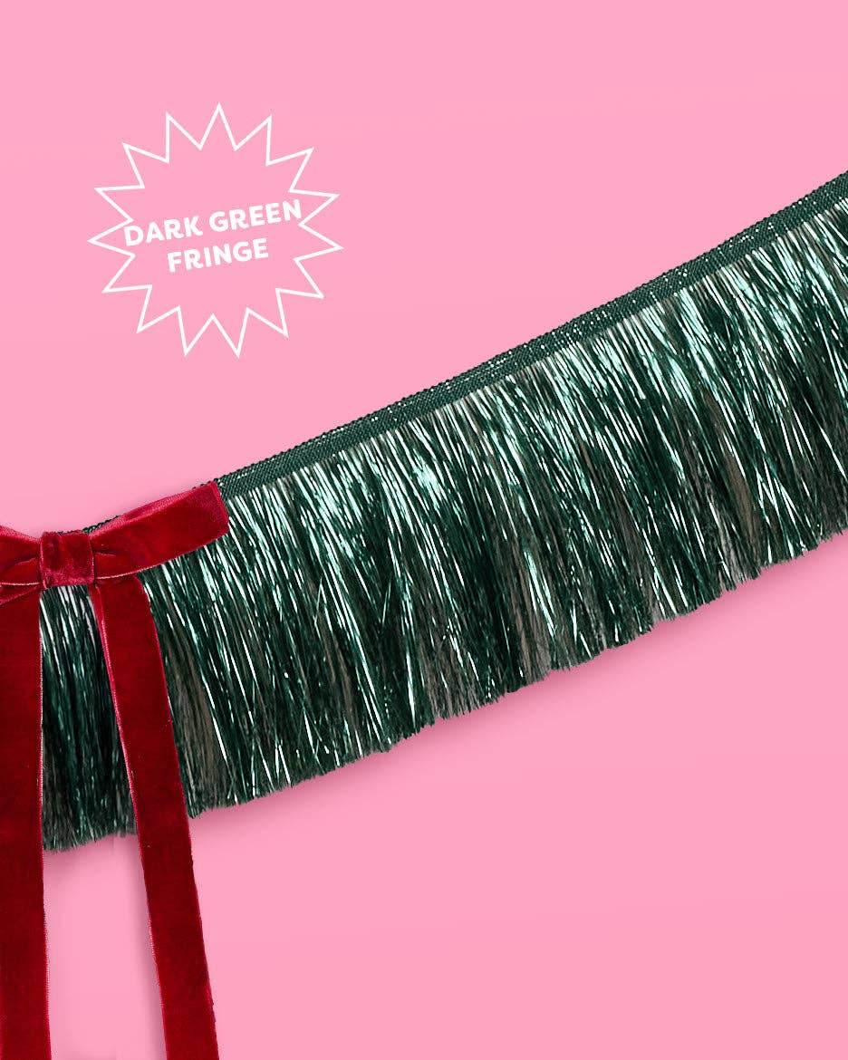Xmas Bow Banner - fringe + velvet bows, christmas decor