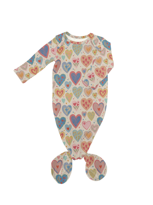 Lovestruck Hearts Knotted Gown: 0-3 MONTHS