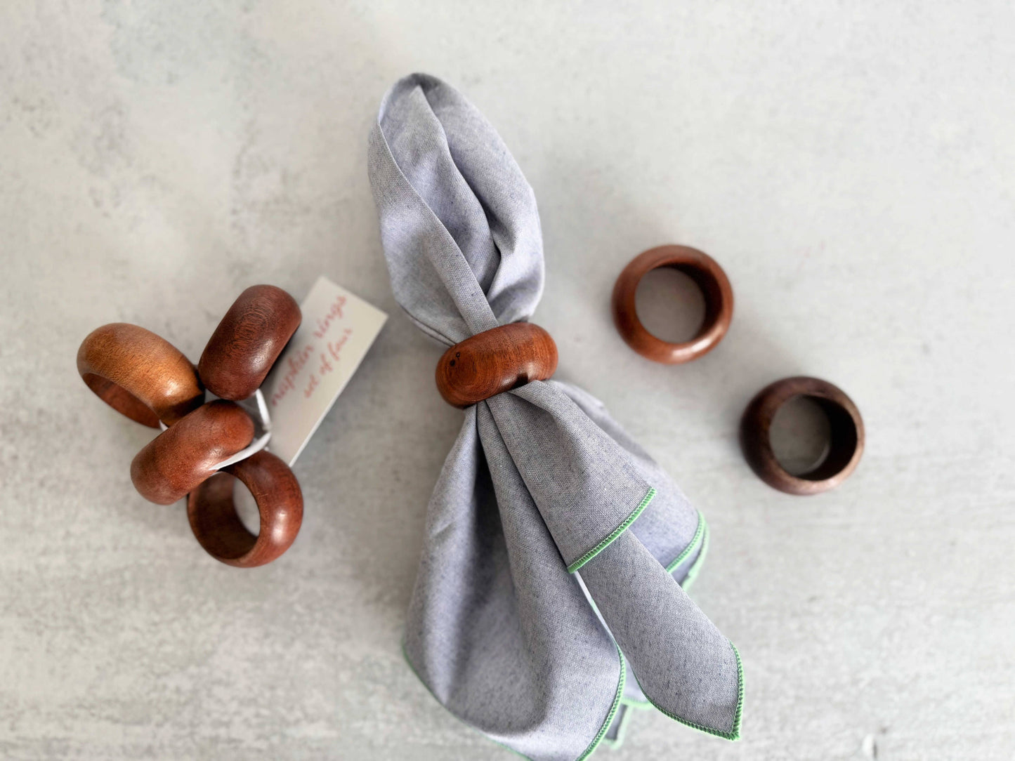 Round Wooden Napkin Rings S/4
