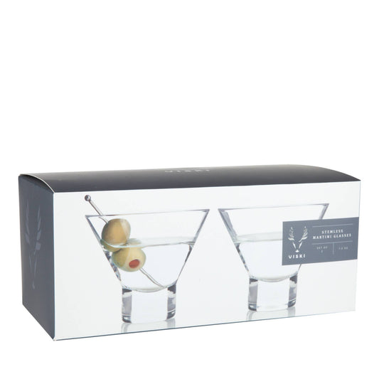 Raye™ HeavyBase Stemless Crystal Martini Glasses Set of 2