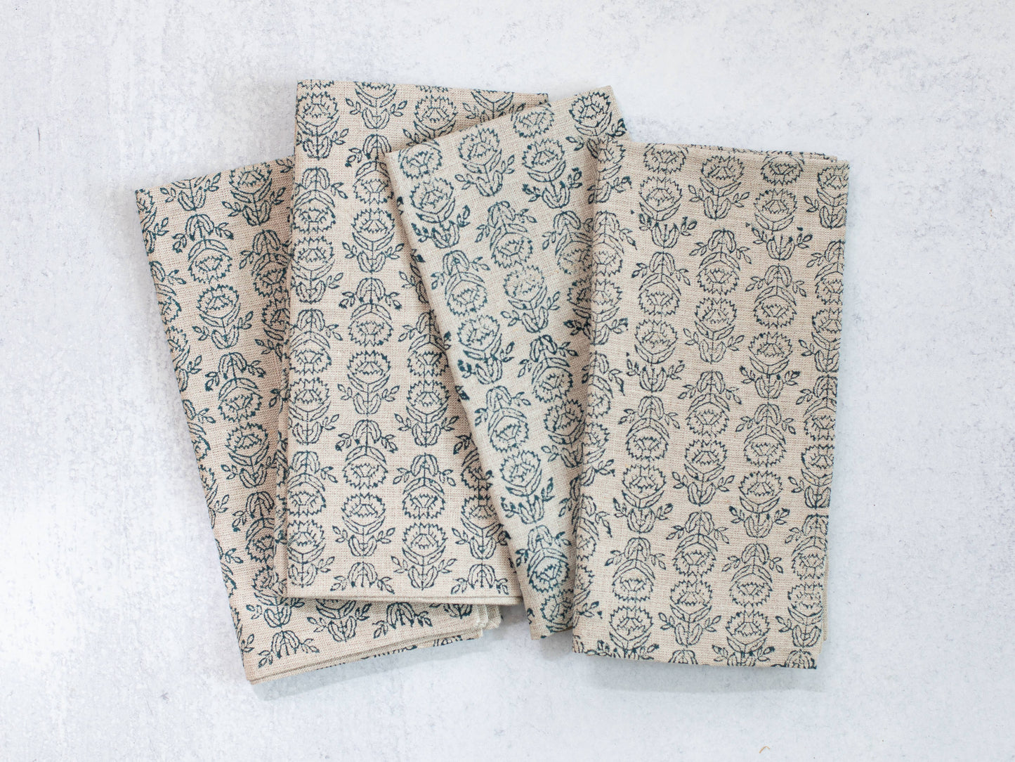 Dinner Napkins - Flax Linen - Protea, Midnight
