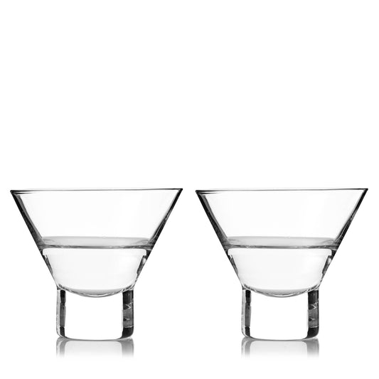 Raye™ HeavyBase Stemless Crystal Martini Glasses Set of 2