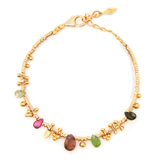 Hand Made Beaded Bracelet (Romane India Gold)