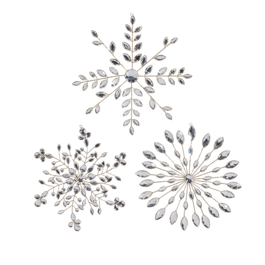 10.5" Clear Jeweled Snowflake Ornament